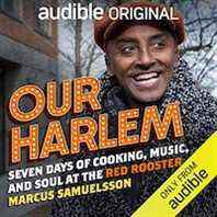 Un graphique de la couverture de Our Harlem: Seven Days of Cooking, Music and Soul at the Red Rooster par Marcus Samuelsson