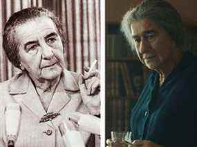 Golda Meir, à gauche, qui a été Premier ministre de 1969 à 1974 ;  et à droite, Mirren comme Meir.