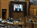 Le premier ministre Justin Trudeau s'exprime par vidéoconférence lors de la période des questions à la Chambre des communes le 25 janvier 2021.