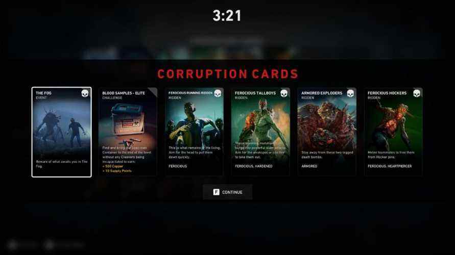 Cartes de corruption dans Back 4 Blood