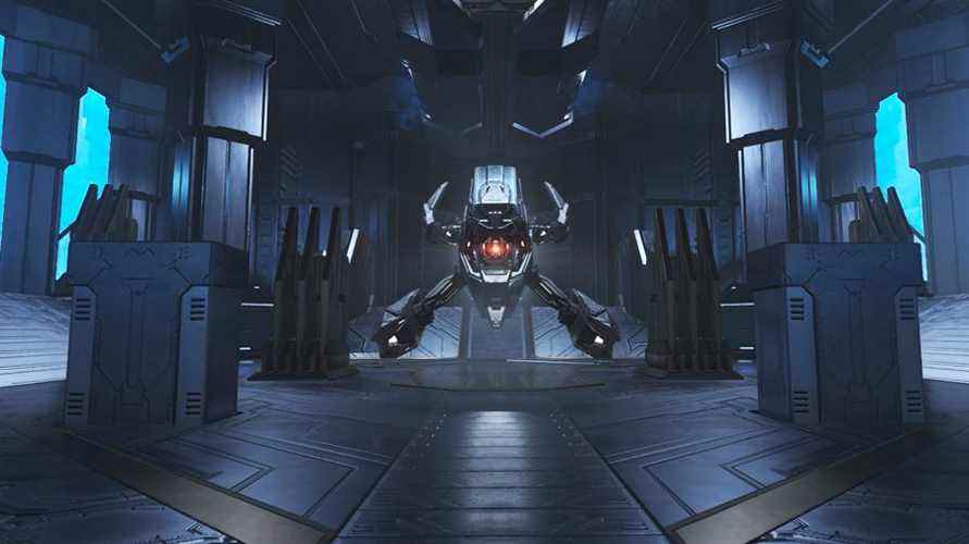 Le robot Adjutant Resolution se prépare à attaquer dans Halo Infinite's Spire