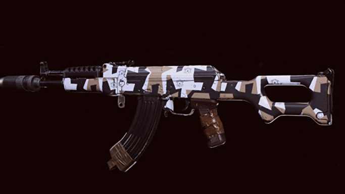 La guerre froide AK-47 dans Warzone sur un fond blanc.