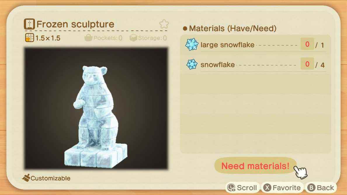 Une recette Animal Crossing pour une sculpture congelée