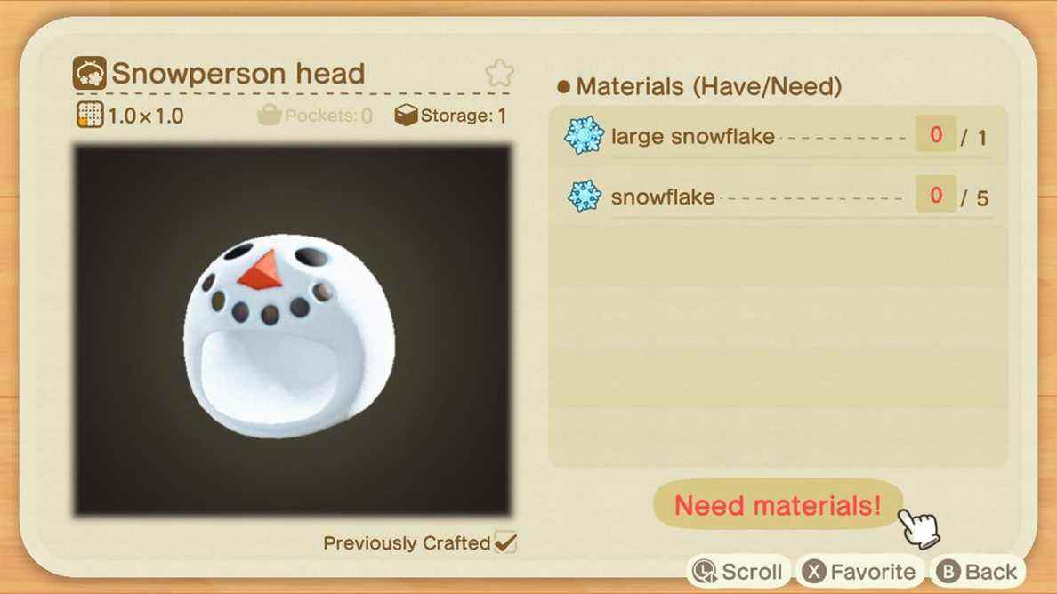 Une recette Animal Crossing pour une tête de bonhomme de neige