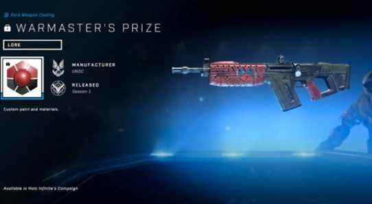 Halo Infinite: Comment obtenir le revêtement de fusil Commando Prize de Warmaster
