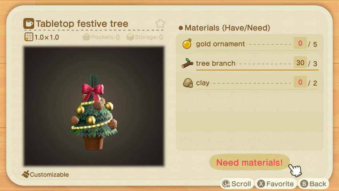 Une recette Animal Crossing pour un arbre festif de table