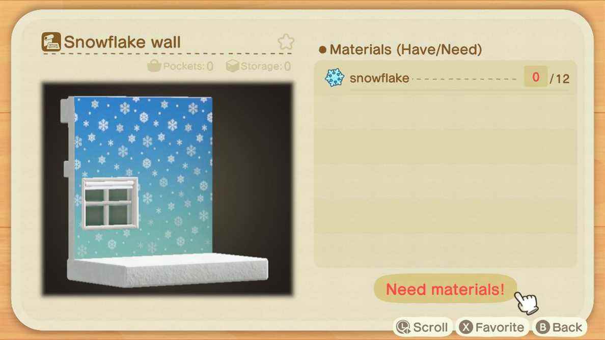 Une recette Animal Crossing pour un mur de flocon de neige