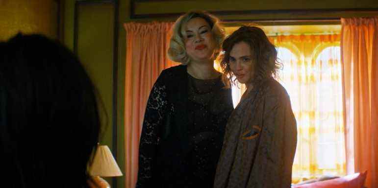 CHUCKY -- "Little Little Lies" Episode 105 -- Pictured in this screengrab: (l-r) Jennifer Tilly as Tiffany, Fiona Dourif as Nica Pierce -- (Photo by: SYFY)