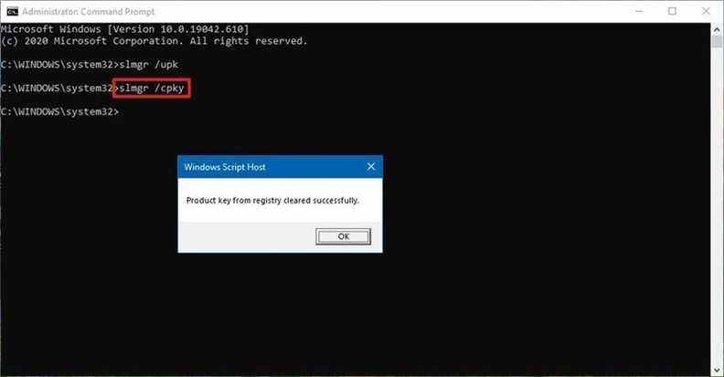 Windows 10 supprime la licence du registre