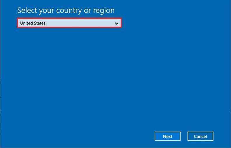 Région d'activation de Windows 10