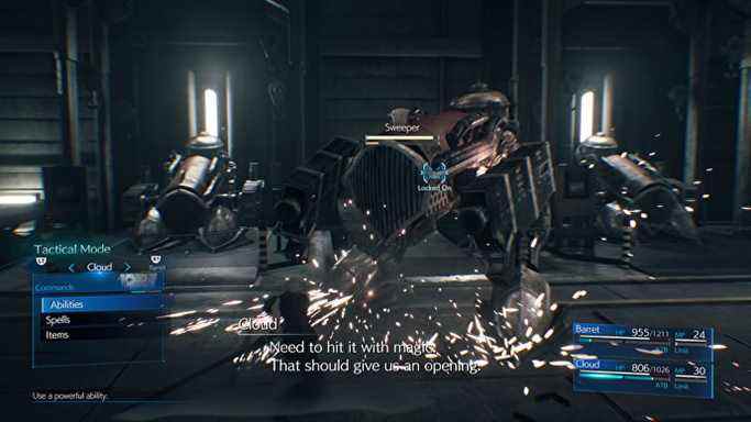 Cloud combat une grosse machine dans Final Fantasy VII Remake Intergrade
