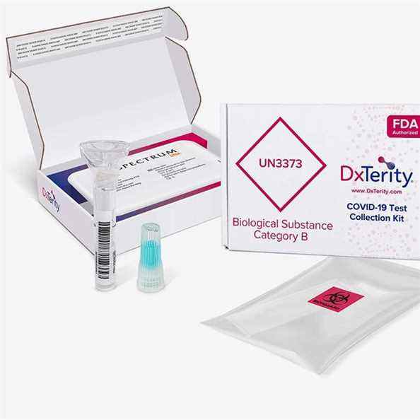 Kit de collecte de salive à domicile DxTerity COVID-19 avec retour express prépayé et test PCR en laboratoire