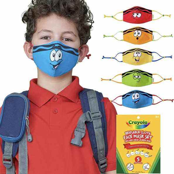 Crayola Kids Face Mask - Ensemble de 5 masques en tissu réutilisables