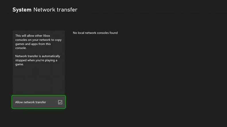 Transfert réseau Xbox novembre 2020