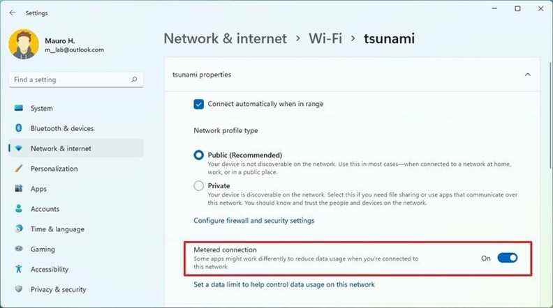 Activer la connexion Wi-Fi limitée