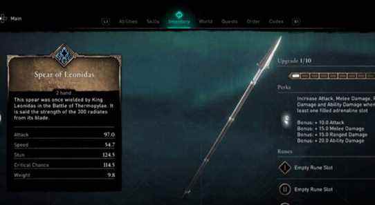 Assassin's Creed Valhalla : Comment obtenir la lance de Leonidas
