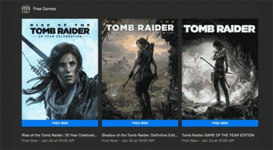 La trilogie Tomb Raider est gratuite sur Epic Games Store