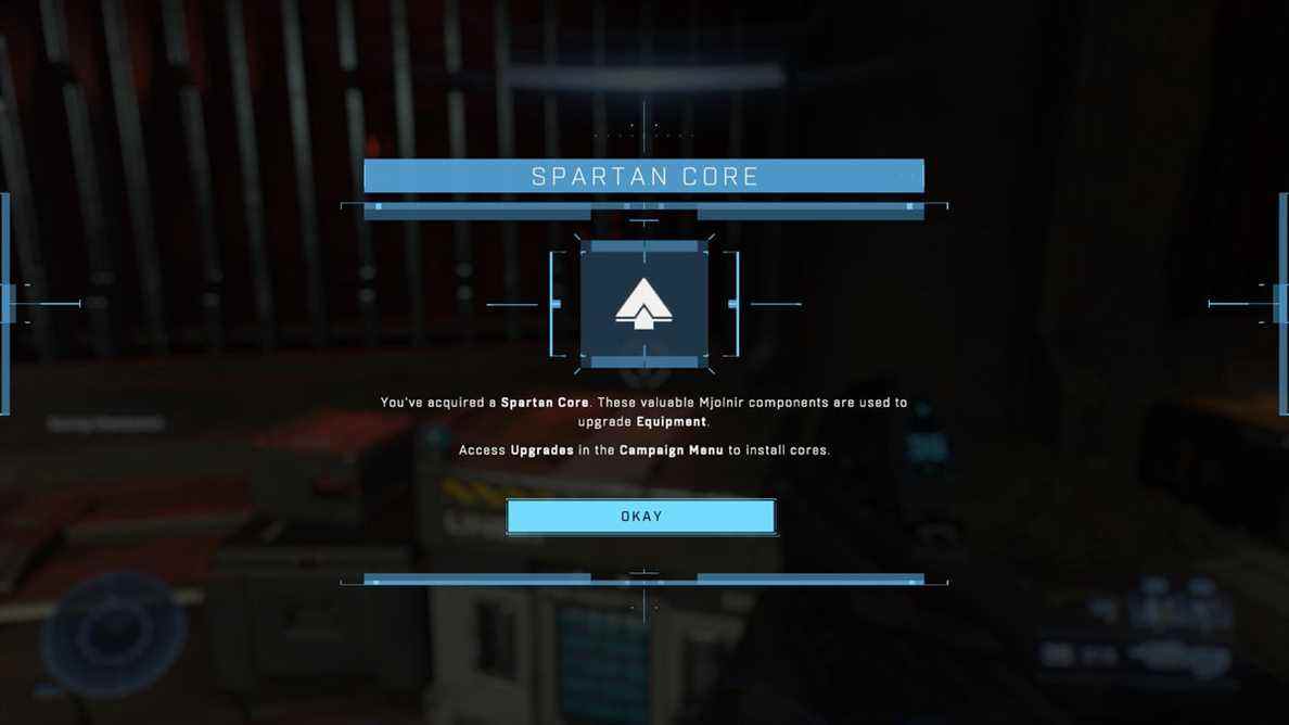 Une capture d'écran de Halo Infinite décrivant un Spartan Core, qui dit 