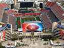 Une vue aérienne du Raymond James Stadium de Tampa, en Floride, avant le Super Bowl LV.