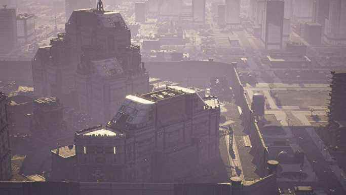 Une nouvelle ville pleine de bâtiments destructibles dans Mechwarrior 5 Mercenaries.