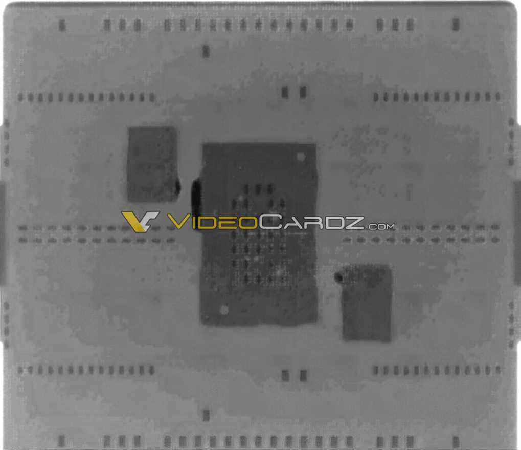 Le processeur EPYC Genoa d'AMD a été photographié en rayons X, avec 2 CCD avec 16 cœurs Zen 4.  (Crédits image : Videocardz)
