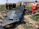 Vue générale des débris d'Ukraine International Airlines, vol PS752, Boeing 737-800 qui s'est écrasé après le décollage de l'aéroport iranien Imam Khomeini, à la périphérie de Téhéran, Iran, le 8 janvier 2020.