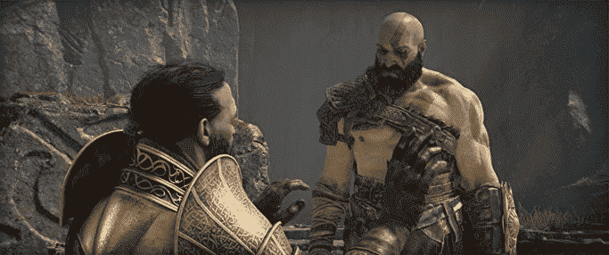 Kratos domine Sindri dans God of War, vu en résolution ultra-large.