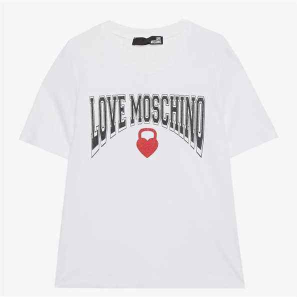T-shirt en jersey de coton imprimé pailleté Love Moschino