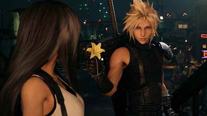 Cloud donne à Tifa une fleur jaune dans Final Fantasy VII Remake Intergrade