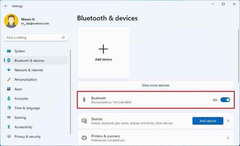 Windows 11 active le Bluetooth