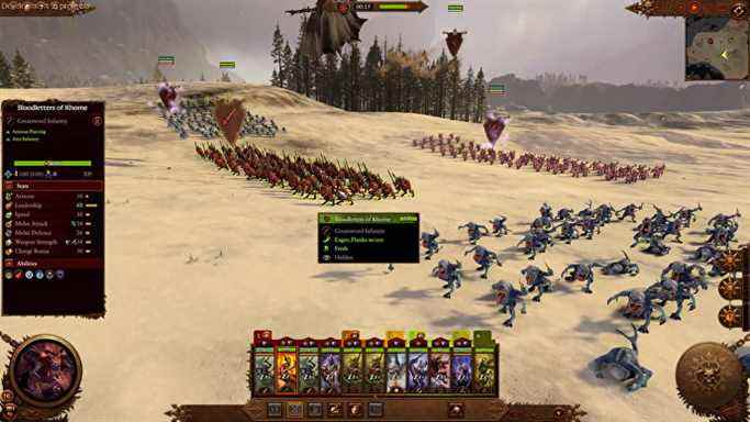 Les unités se précipitent à travers un paysage enneigé dans Total War: Warhammer 3