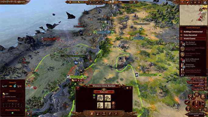 Une vue plongeante du Grand Bastion occidental dans Total War: Warhammer 3
