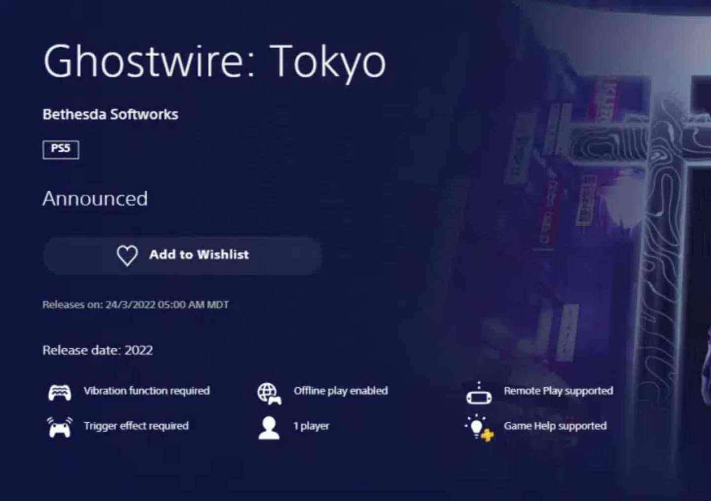 Ghostwire : Tokyo, Fuite, date de sortie, PlayStation