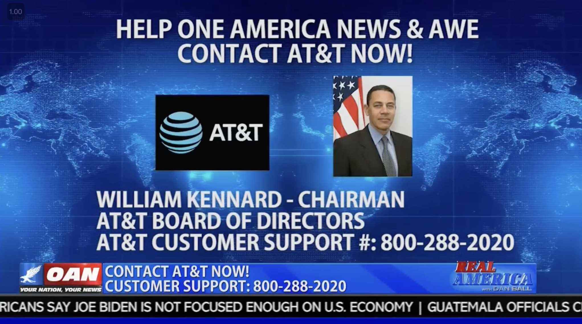 Graphique OAN incitant les gens à contacter AT&T.