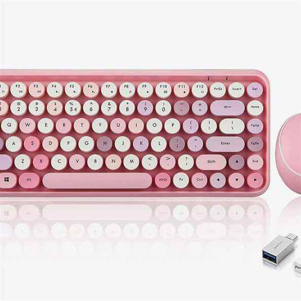 Perixx PERIDUO-713 Combo mini clavier et souris sans fil - Rose pastel