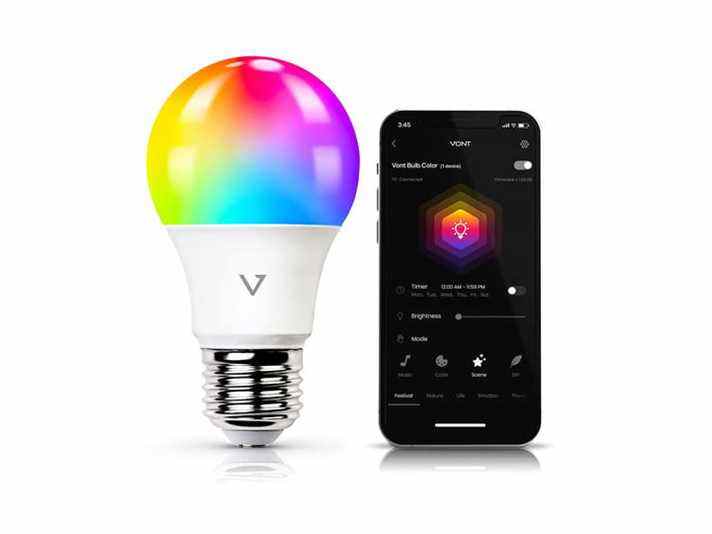 Ampoule intelligente Vont A19 avec commandes d'application mobile.