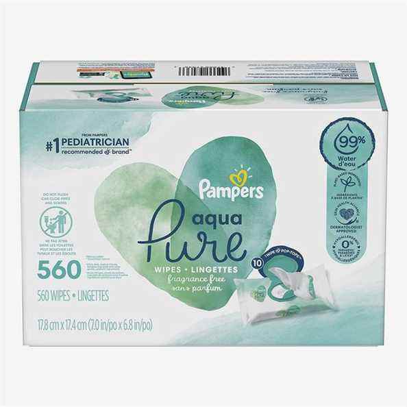 Pampers Aqua Pure Sensitive Water Lingettes pour couches pour bébé (paquet de 10)
