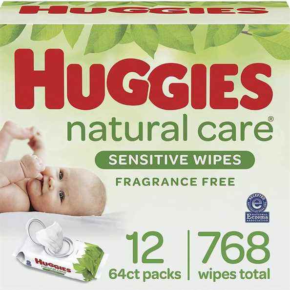 Huggies Natural Care Sensitive Baby Lingettes pour couches (paquet de 12)