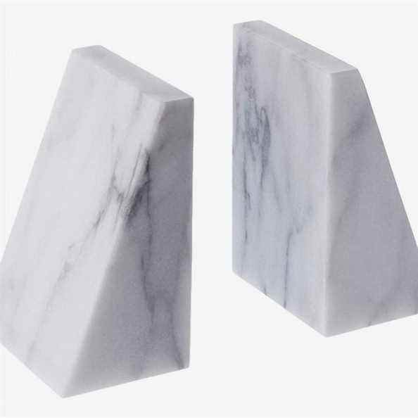 Serre-livres triangulaires en marbre blanc poli 100 % naturel Fox Run