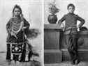 Photos avant et après de Thomas Moore, un étudiant de 1891 au pensionnat indien de Regina.  Ces photos ont été incluses dans un rapport du ministère des Affaires indiennes de 1896 vantant les avantages des pensionnats indiens. 