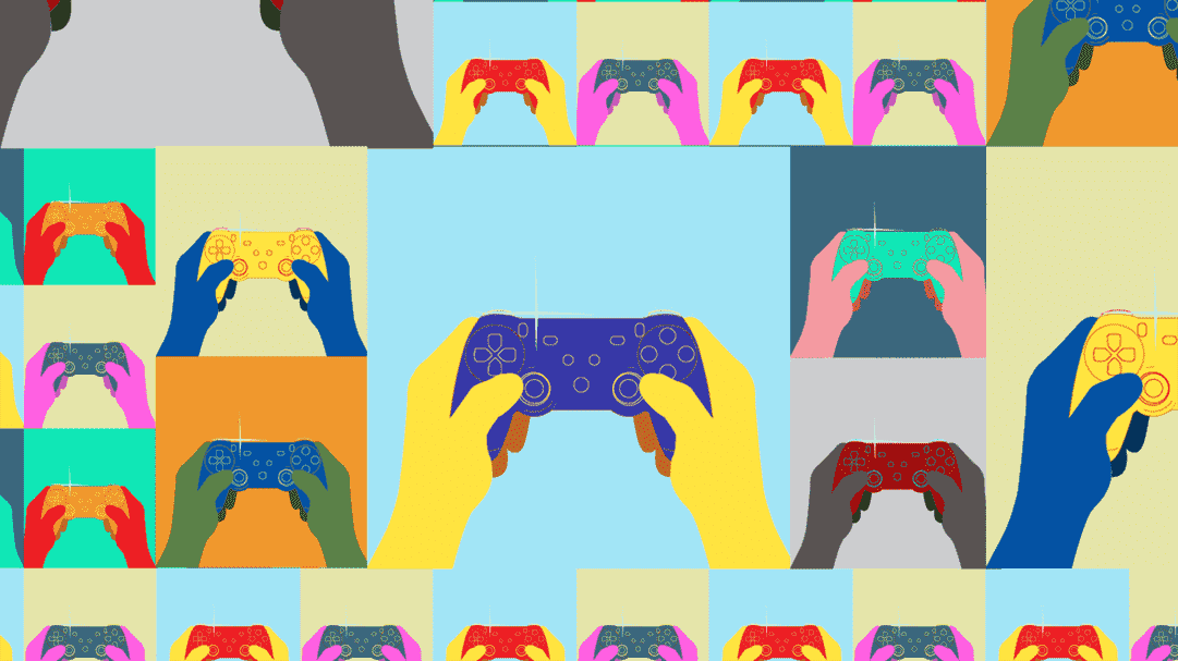 Illustration montrant des contrôleurs de jeux vidéo