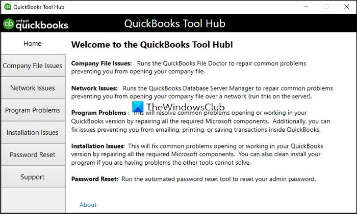 Centre d'outils QuickBooks