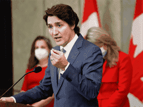 Le premier ministre Justin Trudeau prend la parole lors d'une conférence de presse sur le soutien militaire du Canada à l'Ukraine, à Ottawa, le 26 janvier 2022.