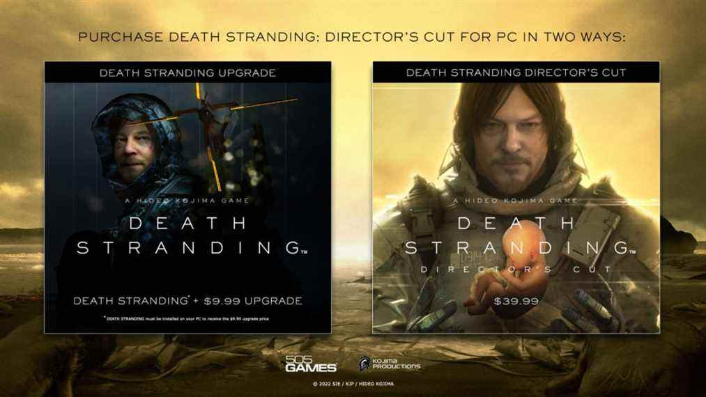 Ce visuel donne une bonne idée du chemin de mise à niveau de Death Stranding Director's Cut pour PC