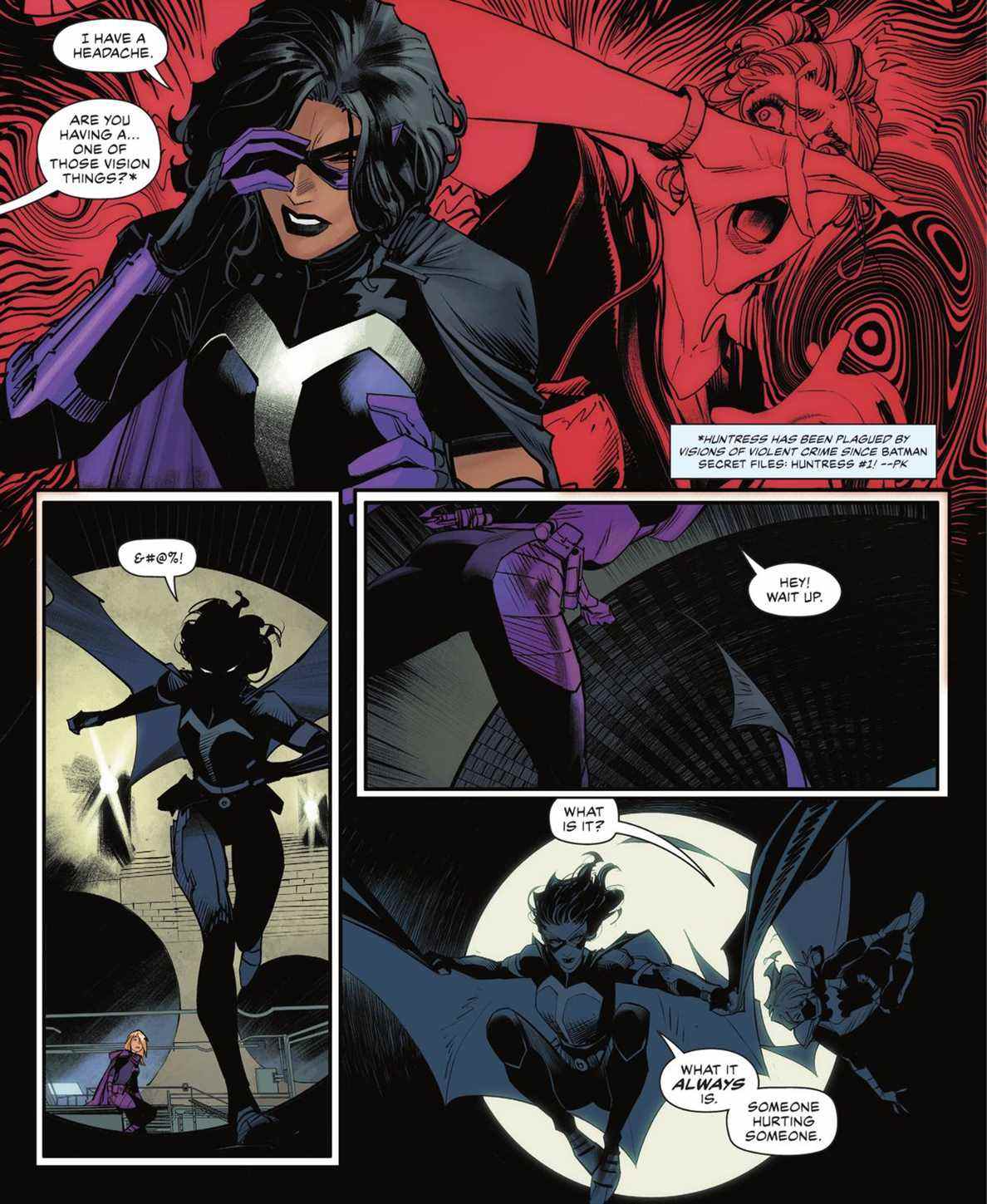 La chasseresse se laisse emporter par la vision d'une femme du point de vue de son agresseur, puis se précipite pour la sauver dans Detective Comics # 1046 (2021). 