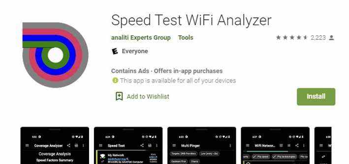 Analyseur WiFi de test de vitesse