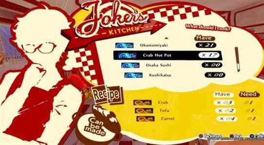 Persona 5 Strikers : Toutes les recettes pour la cuisine du Joker