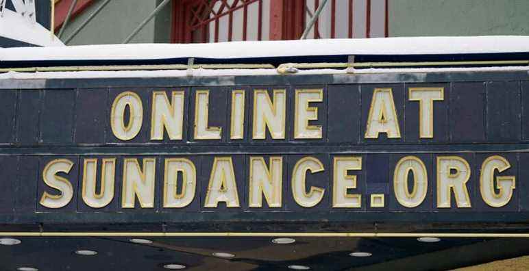 The marquee of the Egyptian Theatre is shown Thursday, Jan. 28, 2021, in Park City, Utah. The pandemic has transformed the annual Sundance Film Festival into a largely virtual event, canceling in-person screenings in Utah this year. (AP Photo/Rick Bowmer)
