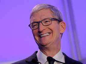 Le PDG d'Apple, Tim Cook, lors d'un sommet à New York.