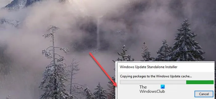 Copie de packages dans le cache de mise à jour de Windows